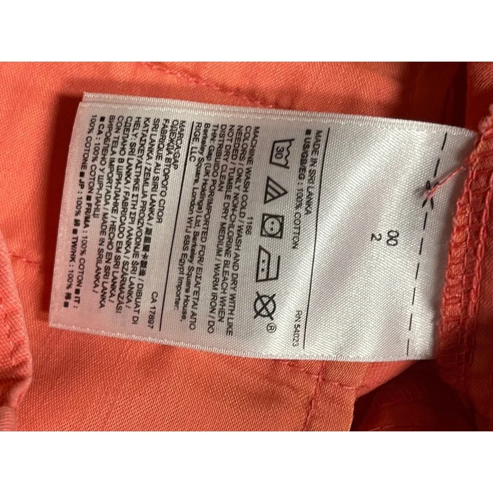 Gap Womens Coral Pink Chino Shorts Size 00‎ Cotton Twill Flat Front Mid Rise